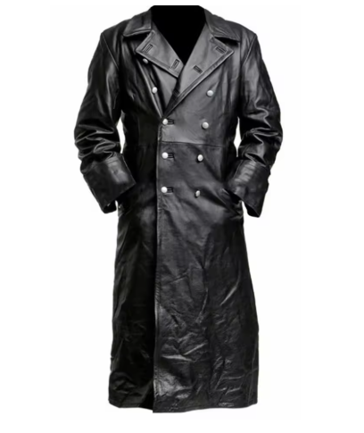 Black Leather Trench Coat