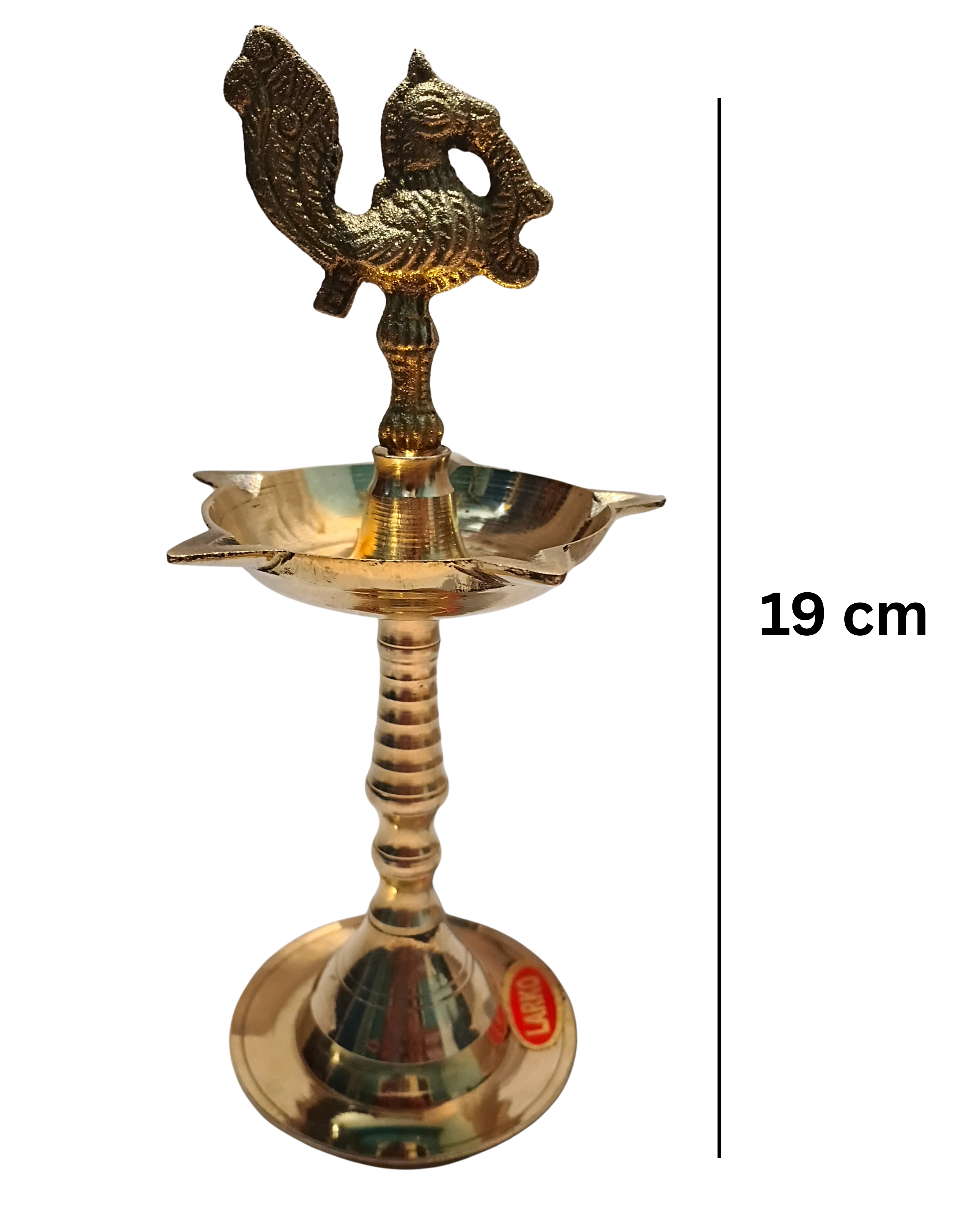 Pure Brass Annapakshi Kuthu Vilakku (19 cm)