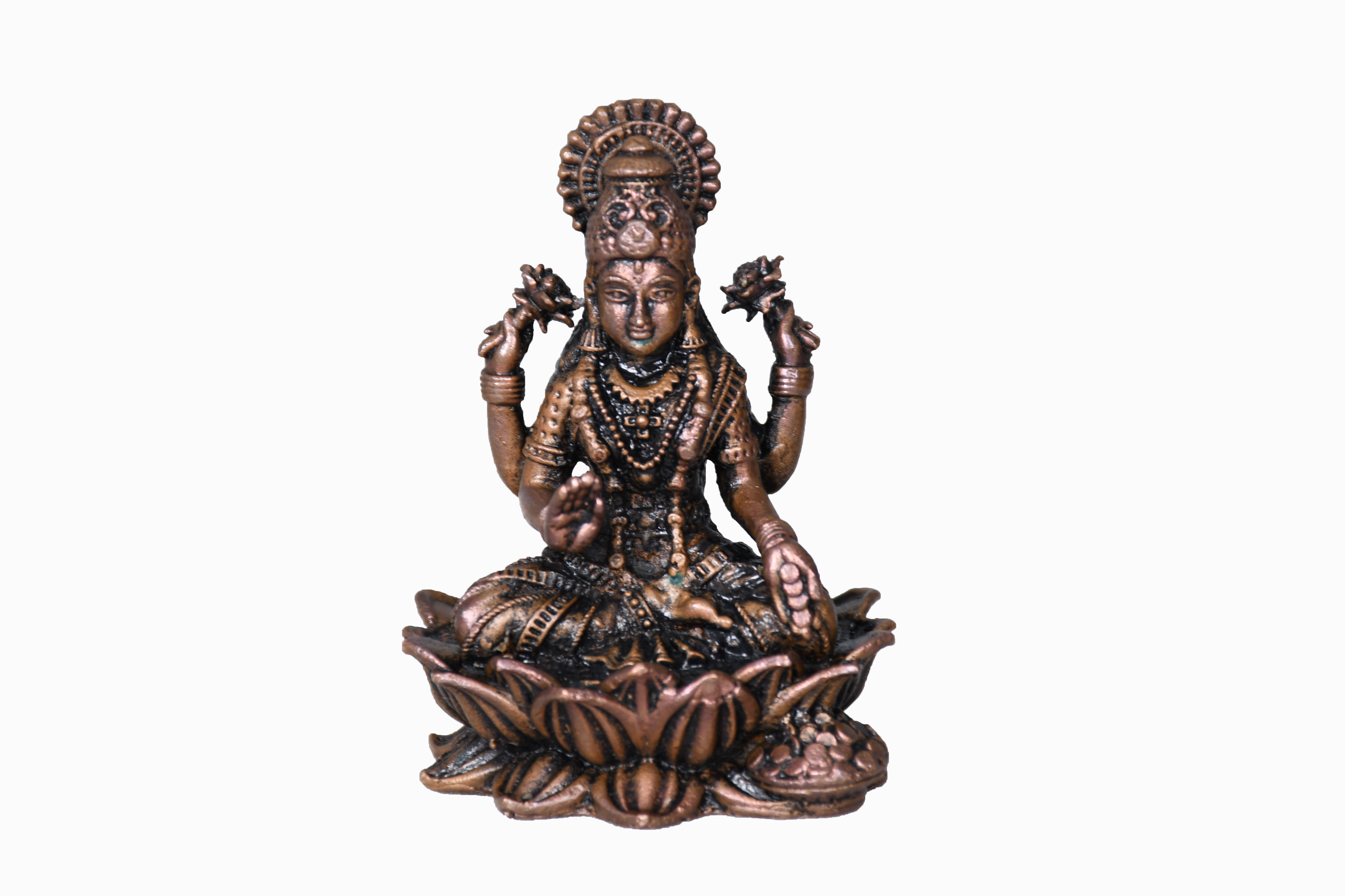 Divine Goddess Lakshmi Pure Copper Handcrafted Statue