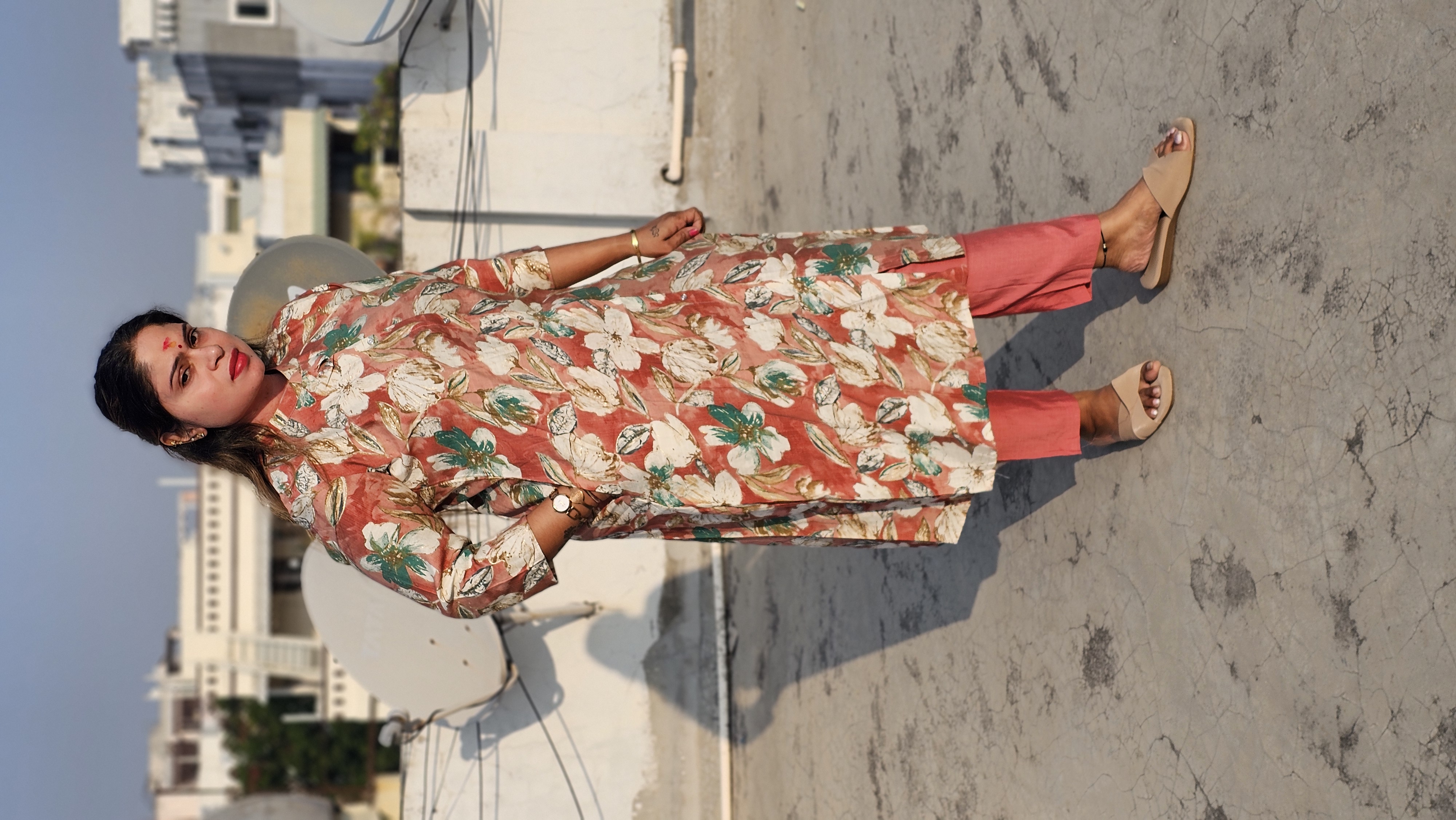 Floral Print Kurti with Trousers