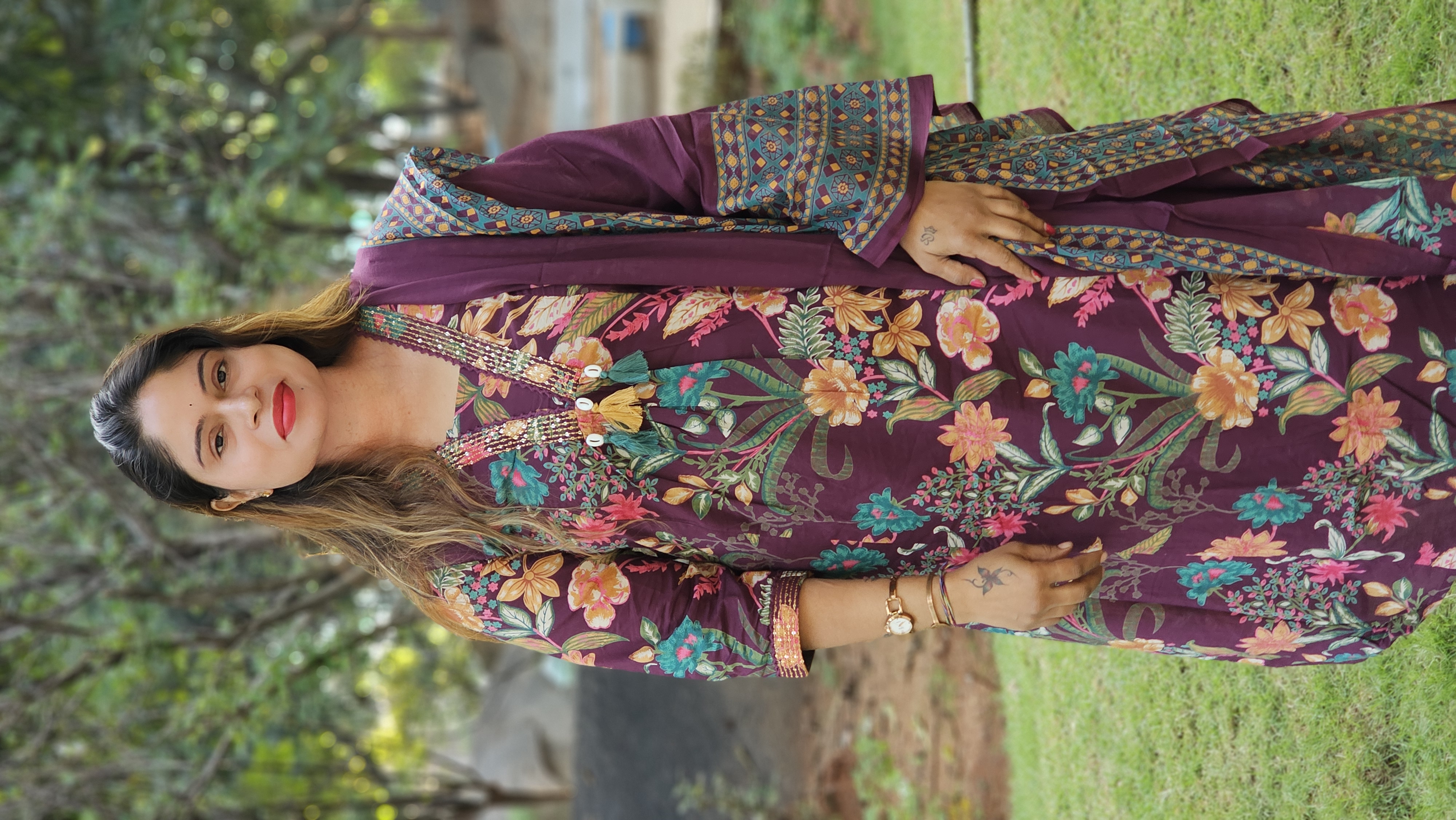 Floral Printed Three-Piece Lawn Suit