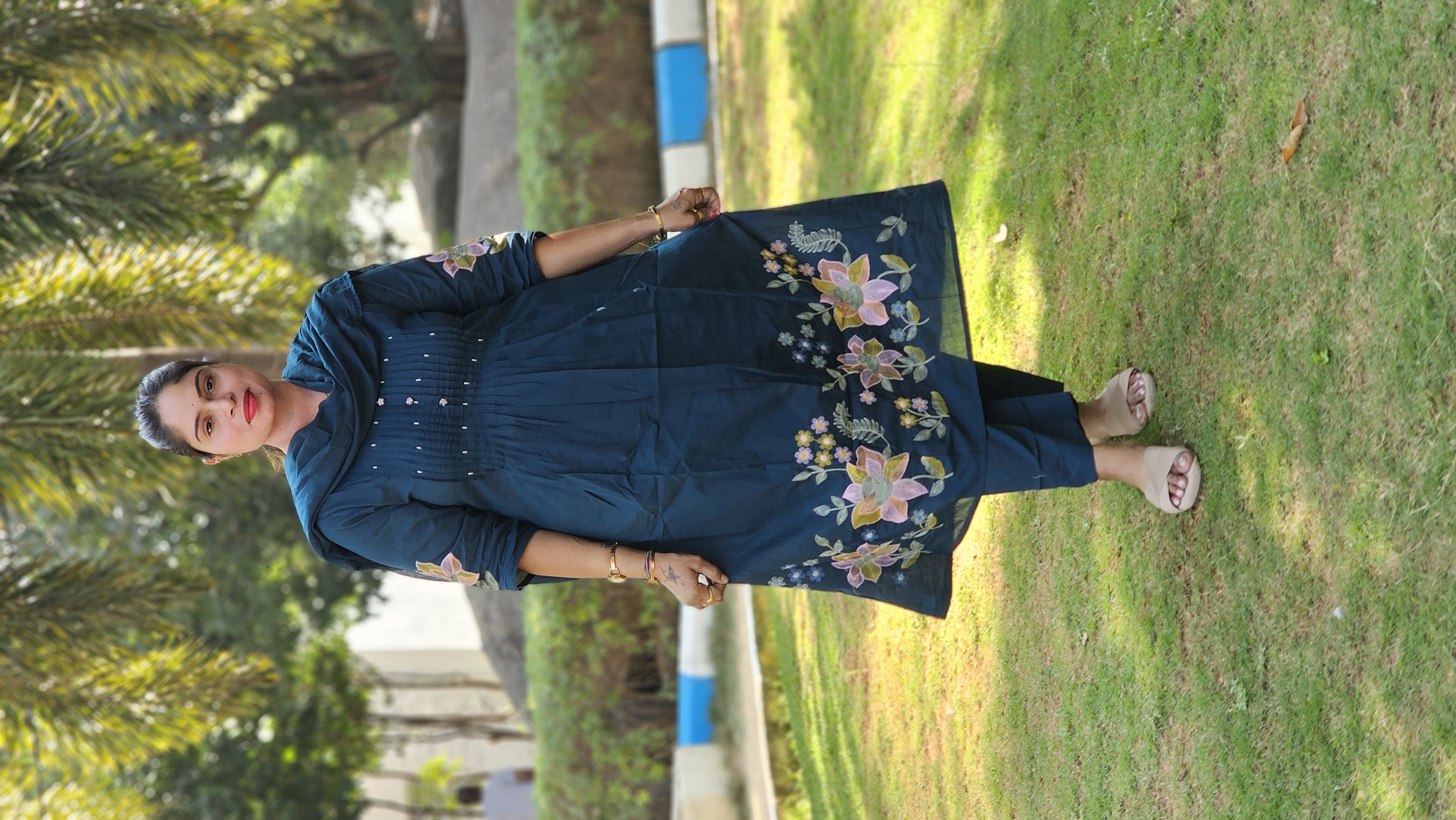 Elegant Navy Blue Embroidered Suit RB2010