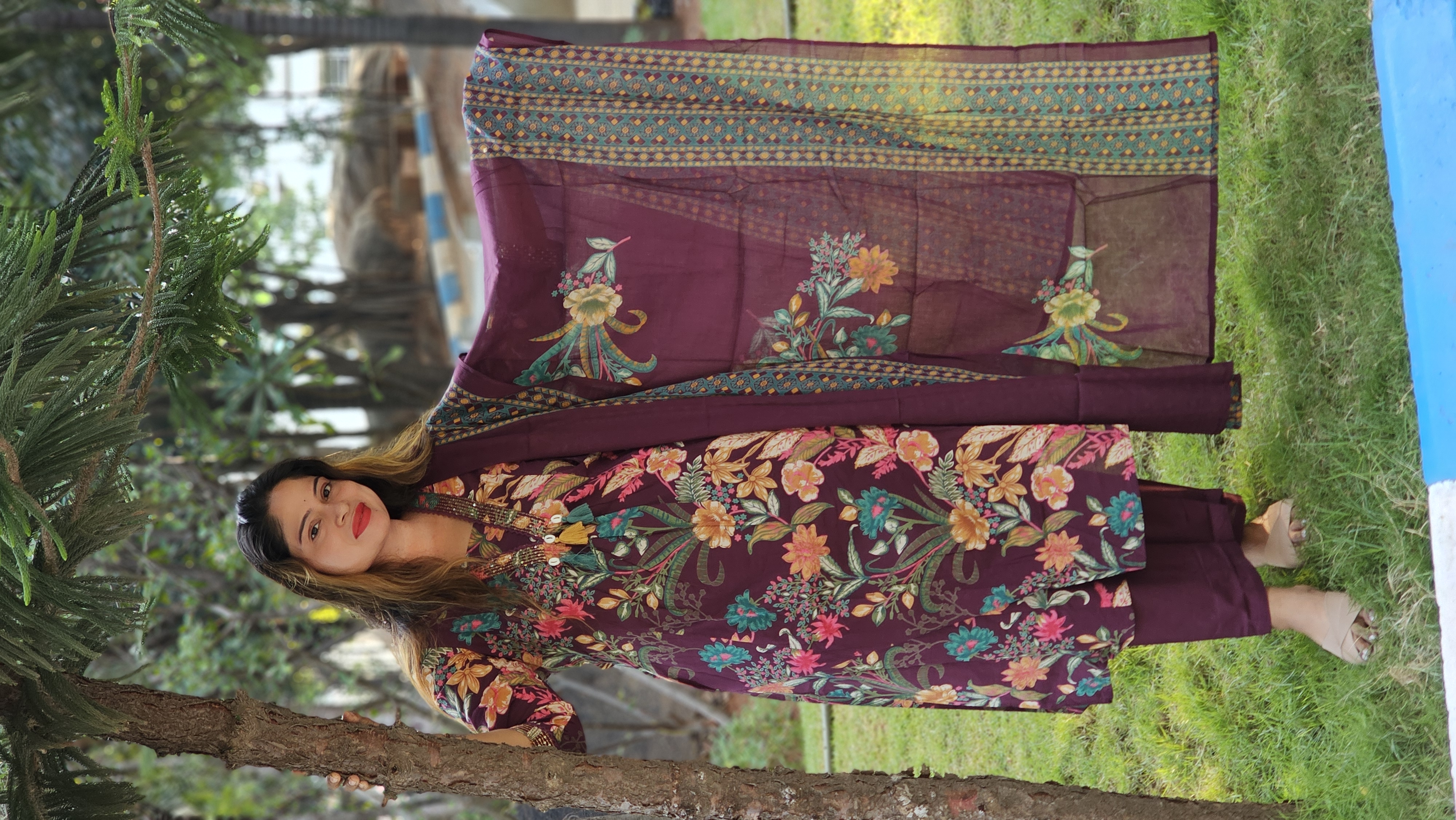 Floral Printed Three-Piece Lawn Suit