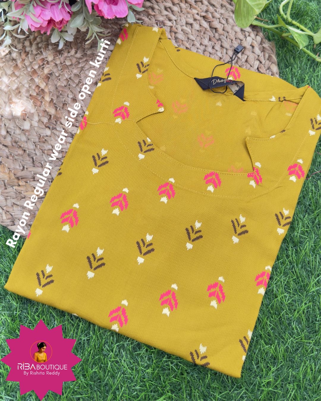 Rayon Regular Wear Side Open Kurti