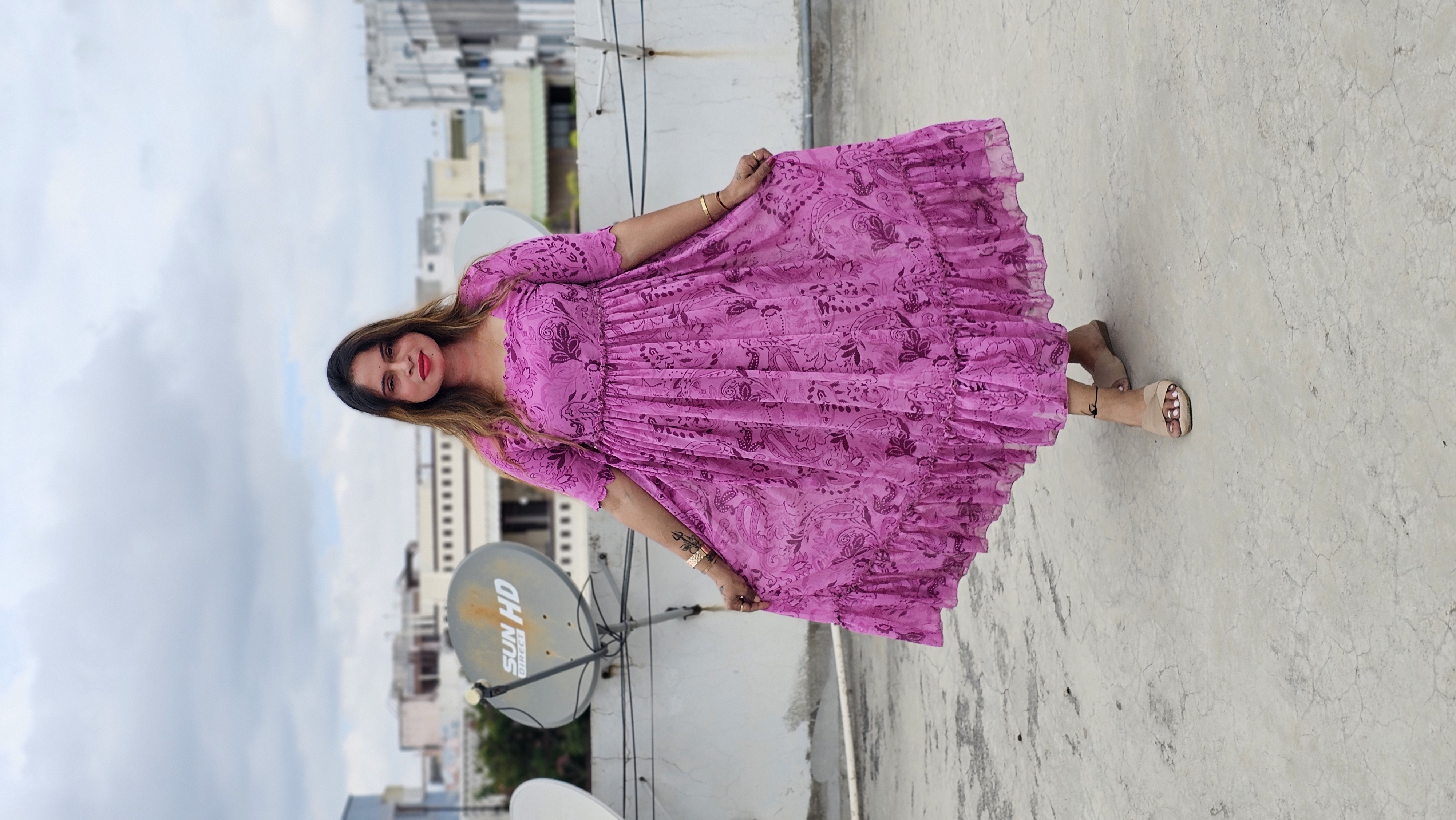 Elegant Pink Lace Maxi Dress