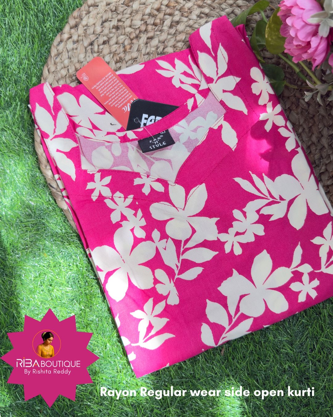 Rayon Regular Wear Side Open Kurti