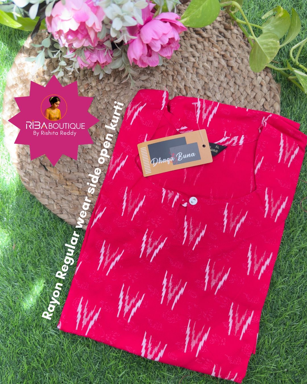 Rayon Regular Wear Side Open Kurti