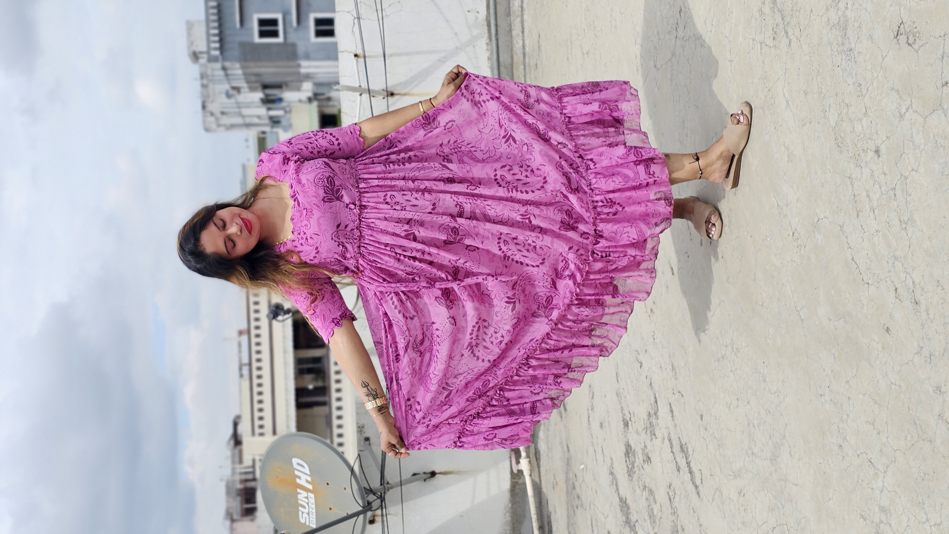 Elegant Pink Lace Maxi Dress