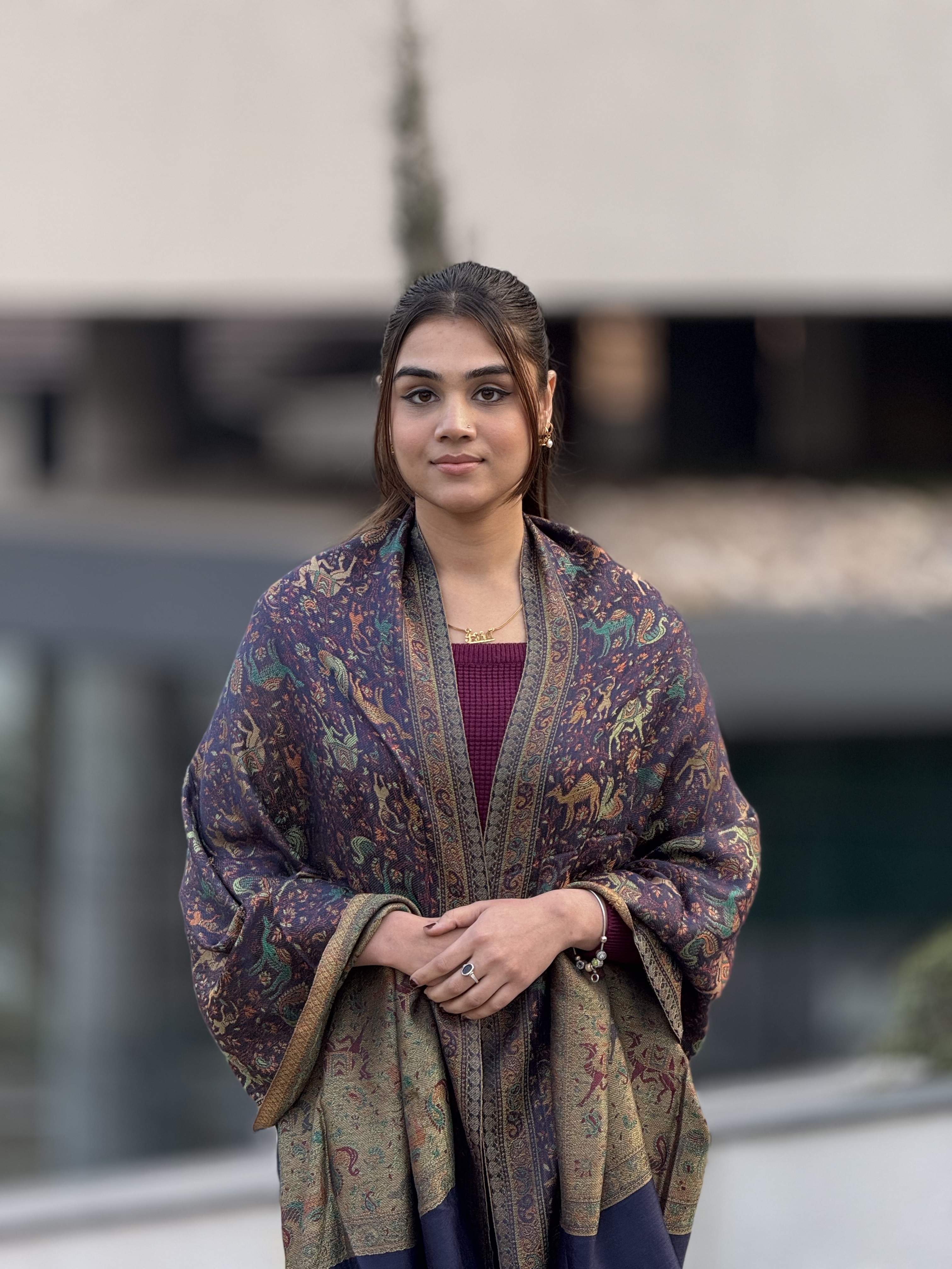 Animal Woven Design Modal Unisex Woollen Stole