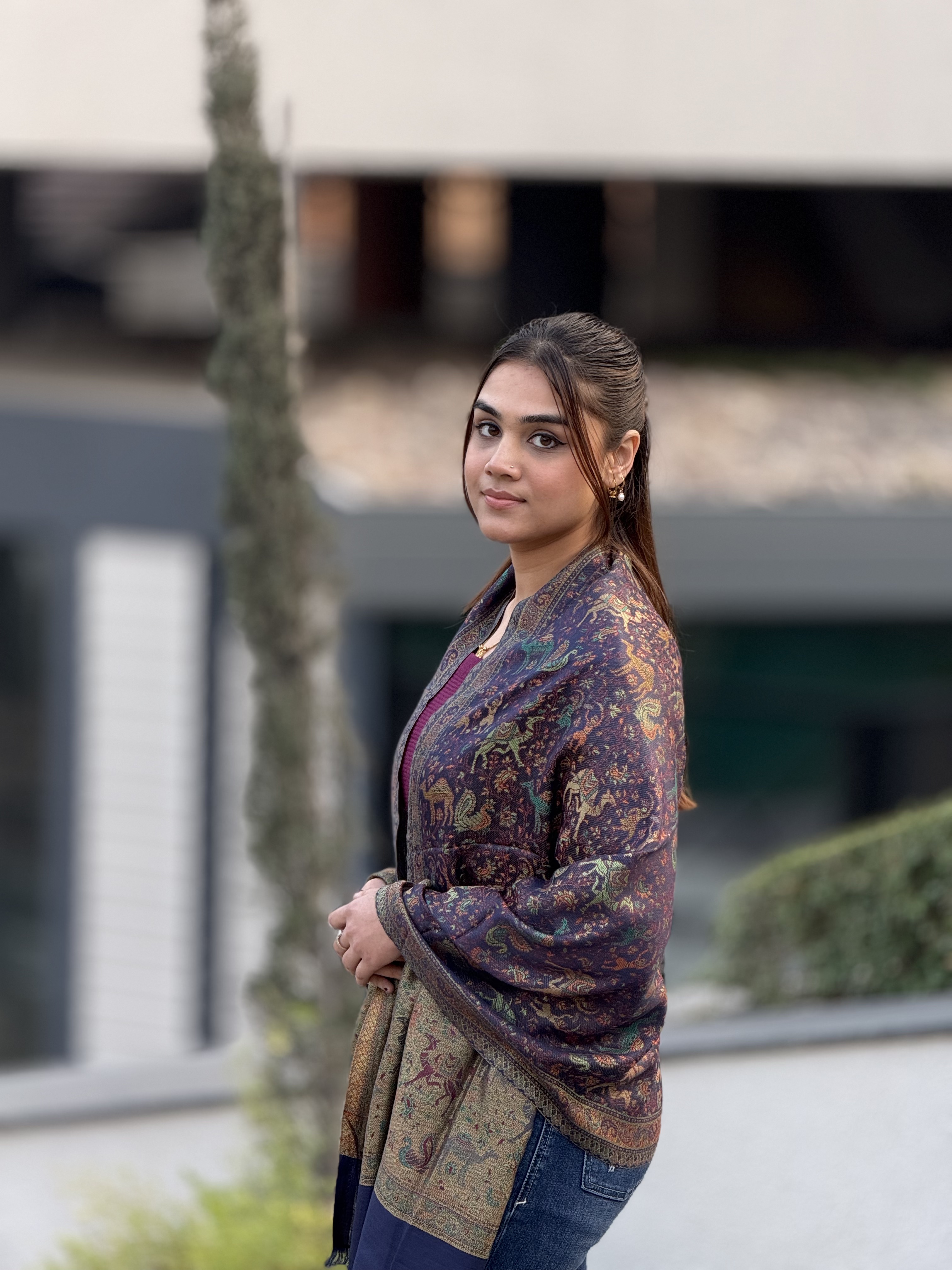 Animal Woven Design Modal Unisex Woollen Stole