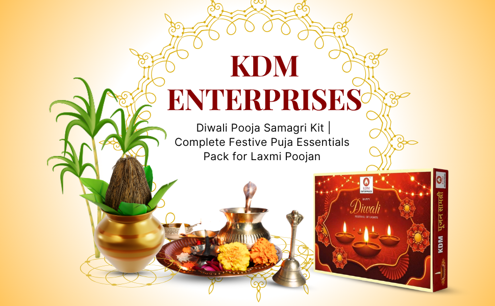 KDM Diwali Puja Kit | Laxmi-Ganesh Pooja Kit with Poster | Dipawali Pujan Samagri for Home and Office Diwali Puja (Whole Kit) (26-Items)