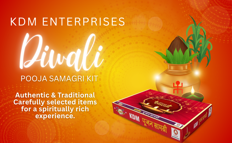 KDM Diwali Puja Thali | Laxmi-Ganesh Pooja Kit with Poster | Dipawali Pujan Samagri for Home and Office Diwali Puja (Whole Kit) (31-Items)