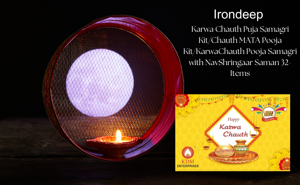 KDM Karwa Chauth Puja Samagri Kit/Chauth MATA Pooja Kit/KarwaChauth Pooja Samagri with NavShringaar Saman (18 Items)