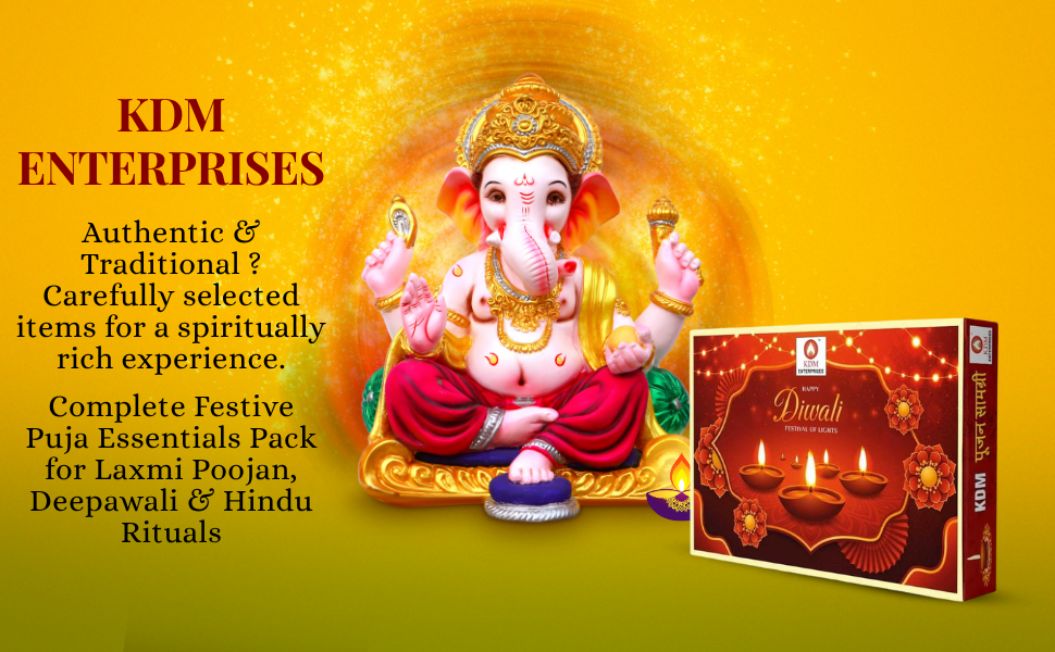 KDM Diwali Puja Kit | Laxmi-Ganesh Pooja Kit with Poster | Dipawali Pujan Samagri for Home and Office Diwali Puja (Whole Kit) (26-Items)