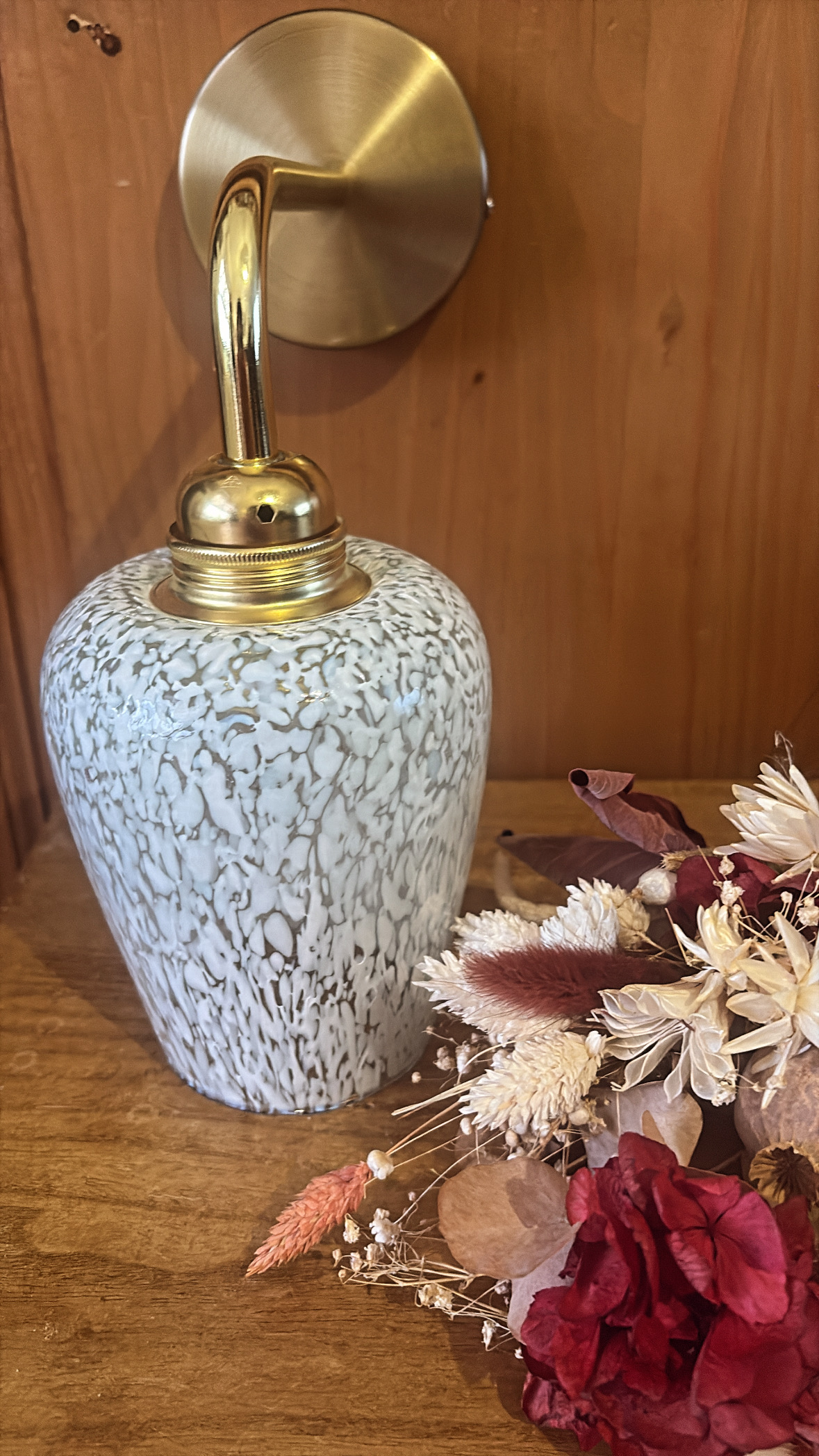 Applique murale Sophie – verre moucheté blanc