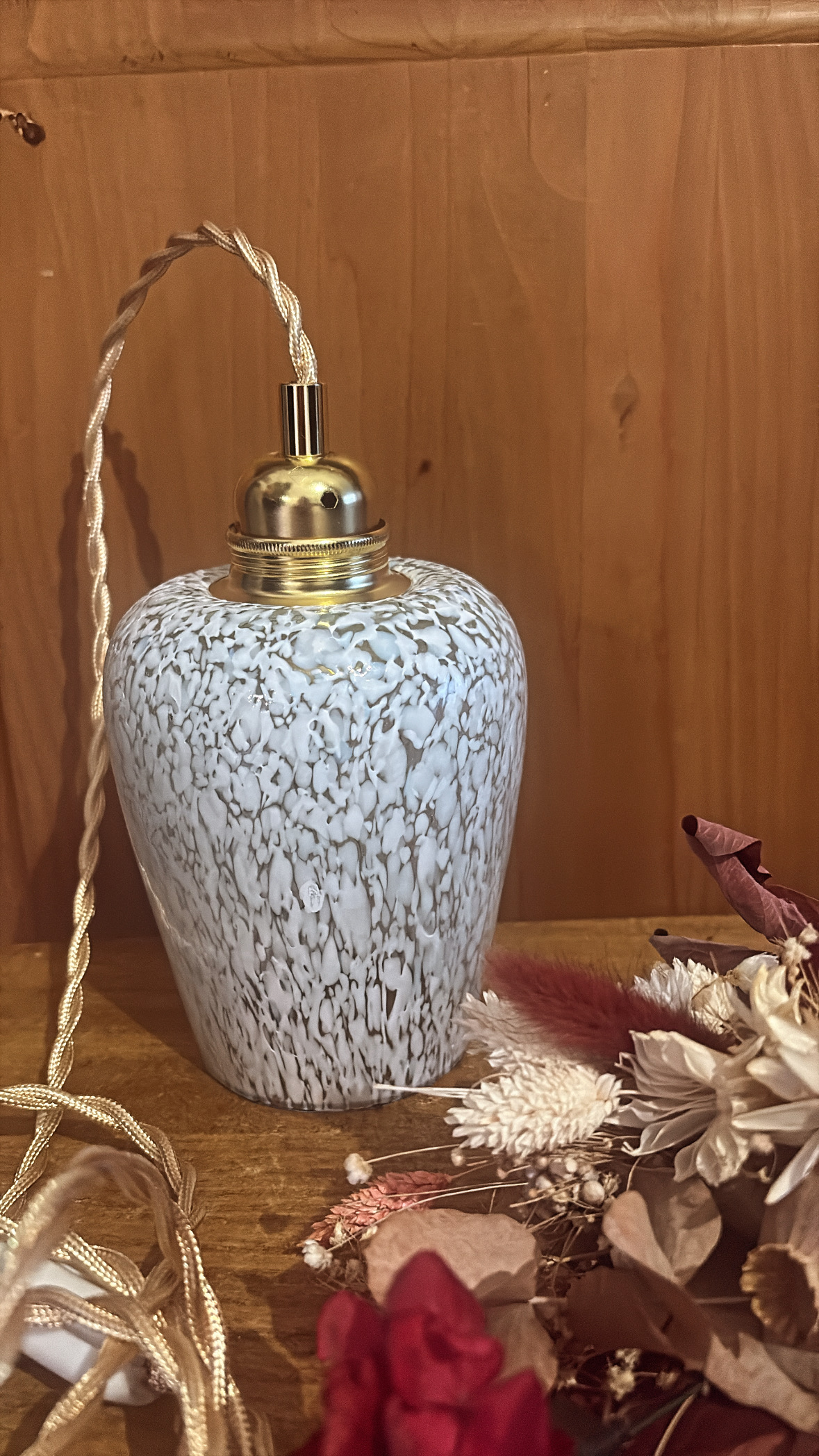 Baladeuse Sophie – verre moucheté blanc 