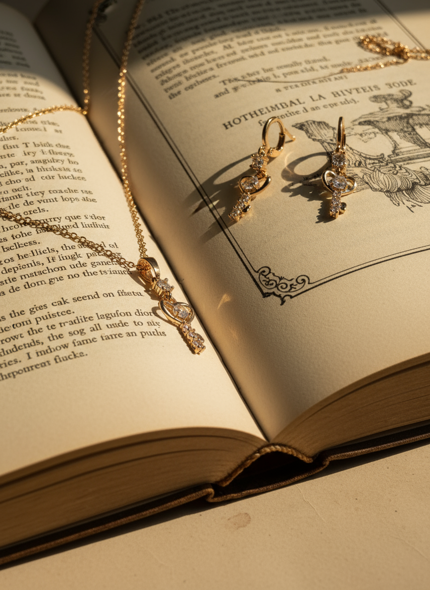 Elegant Gold key Jewelry Set