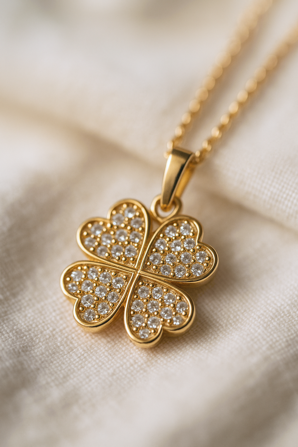 Gold Four-Leaf Clover Jewelry Set