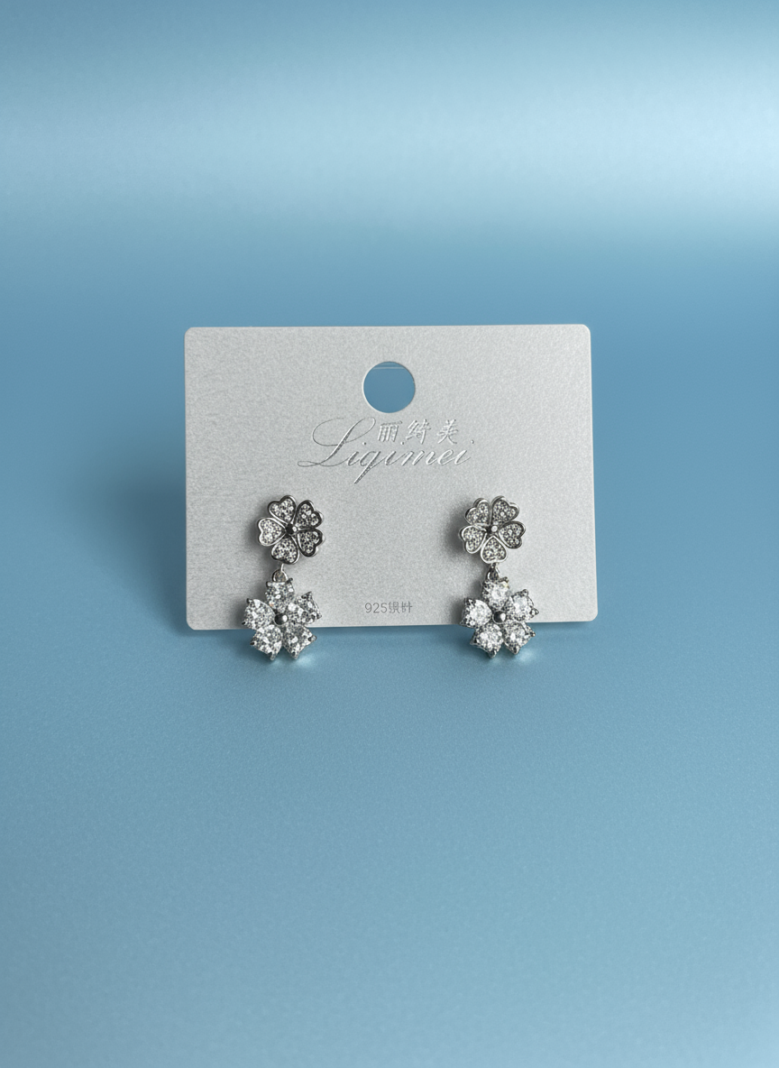 Silver Floral Earrings
