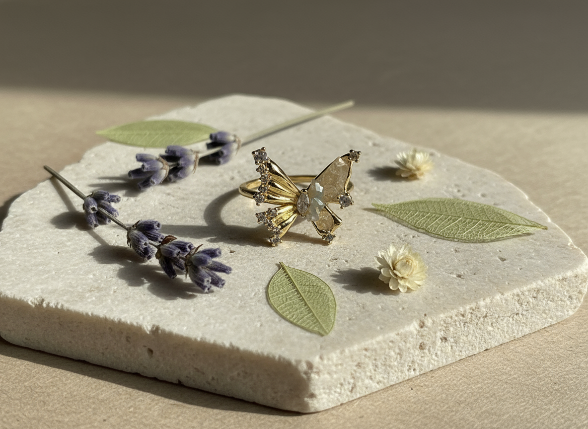 Elegant Butterfly Crystal Ring