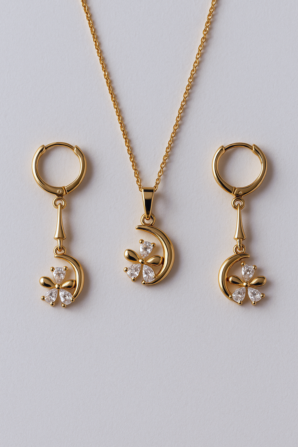 Gold flower jewelry set