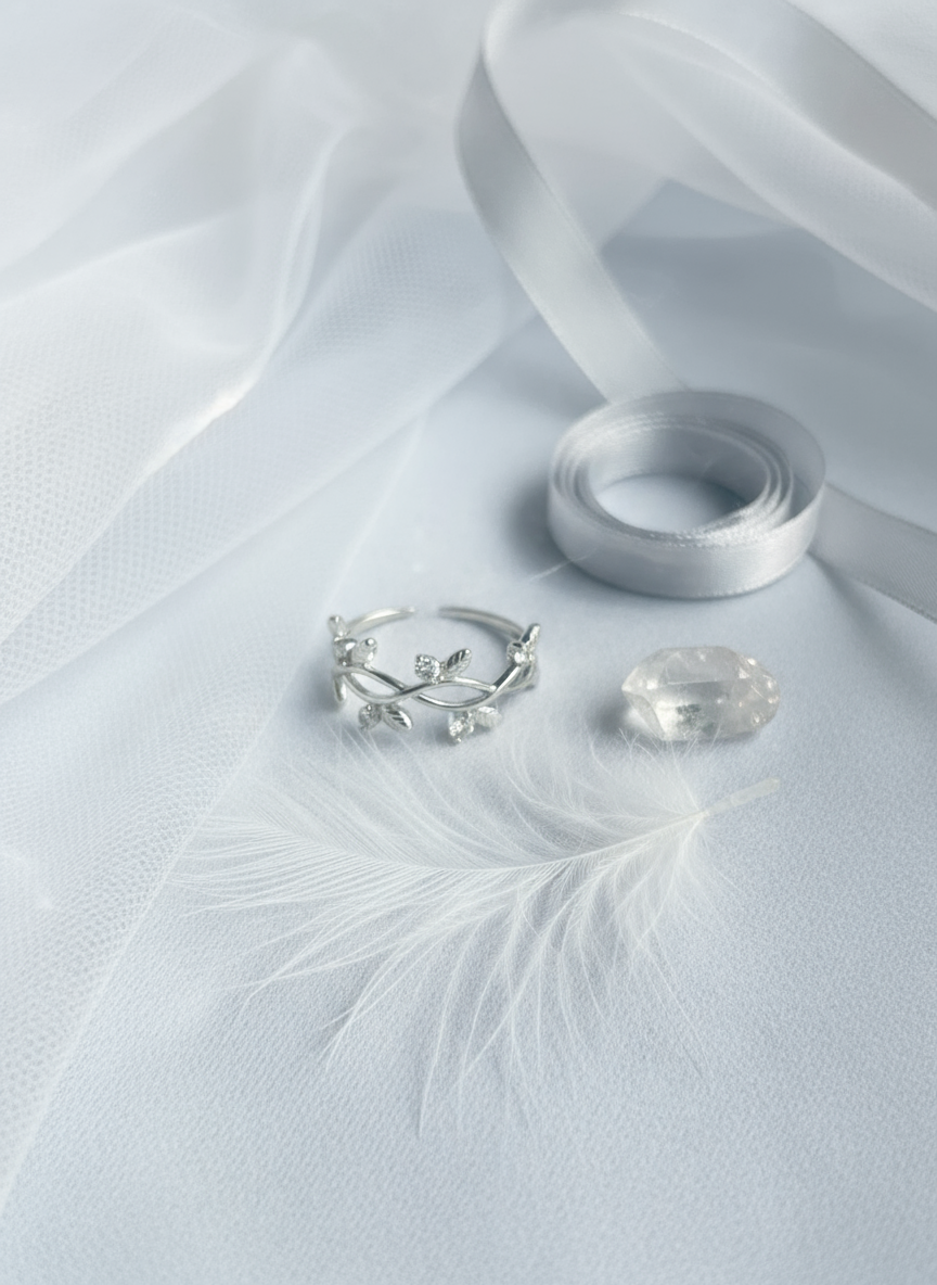 Elegant Leaf Motif Silver Ring