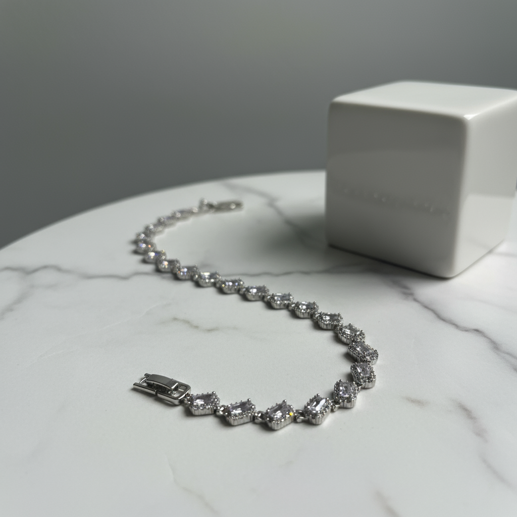 Sterling Silver Diamond Emerald Bracelet