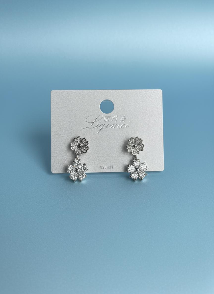 Crystal Flower Drop Earrings