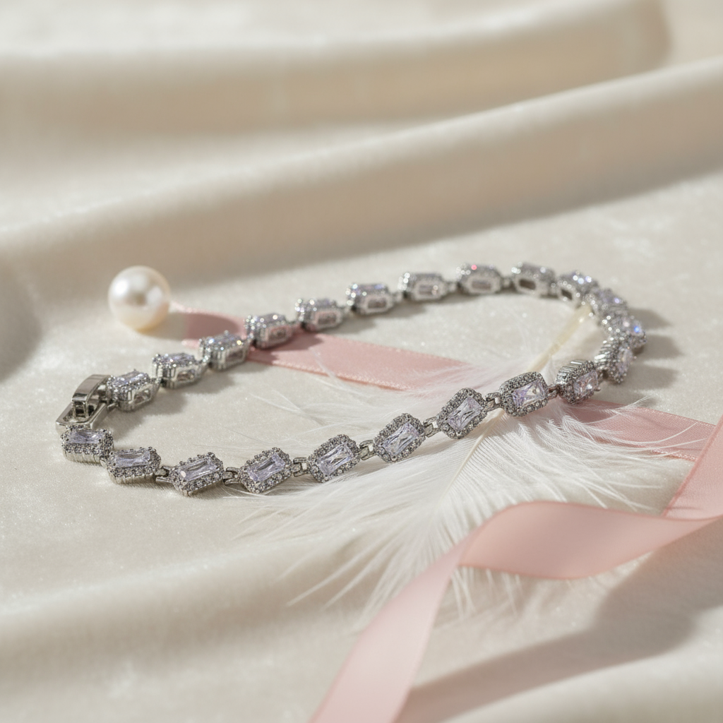 Sterling Silver Diamond Emerald Bracelet