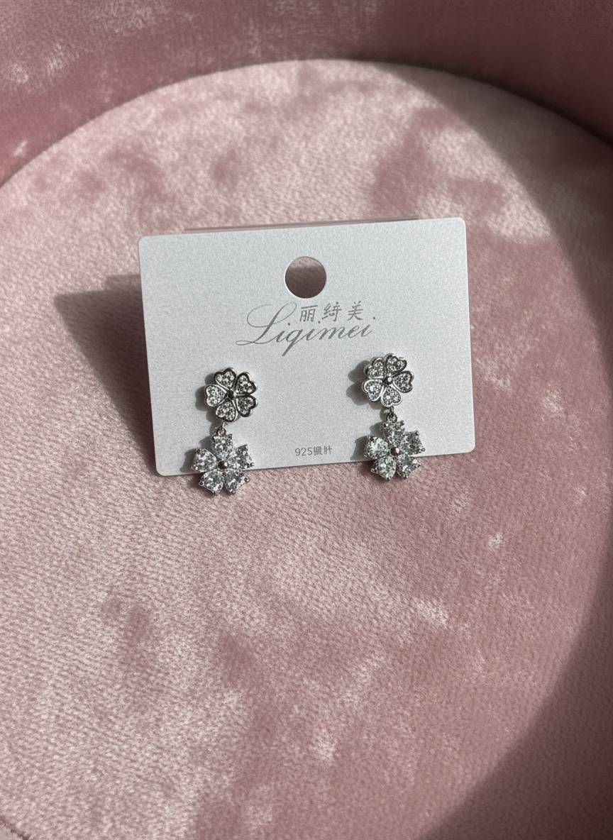 Silver Floral Earrings