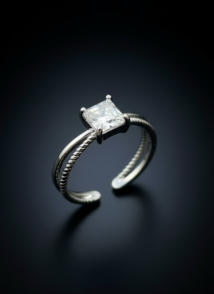 Elegant Princess-Cut Diamond Ring