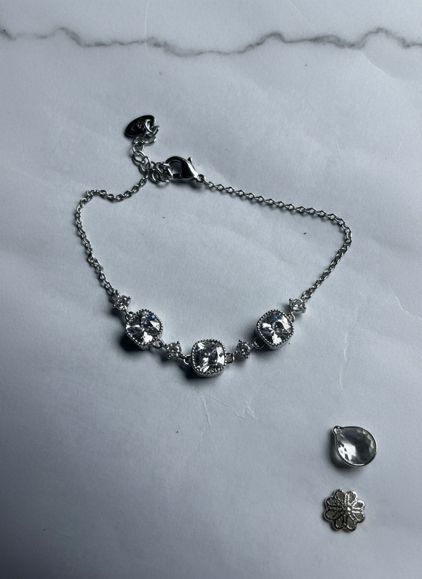 Elegant Silver Bracelet with Crystals