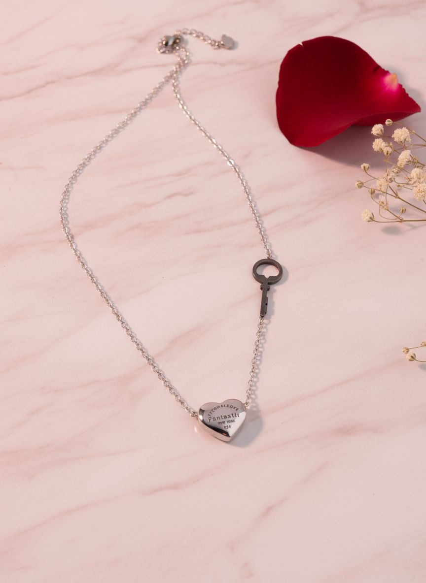 Heart and Key Pendant Necklace