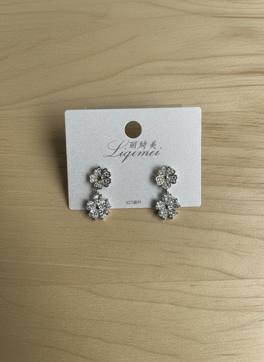 Silver Floral Earrings