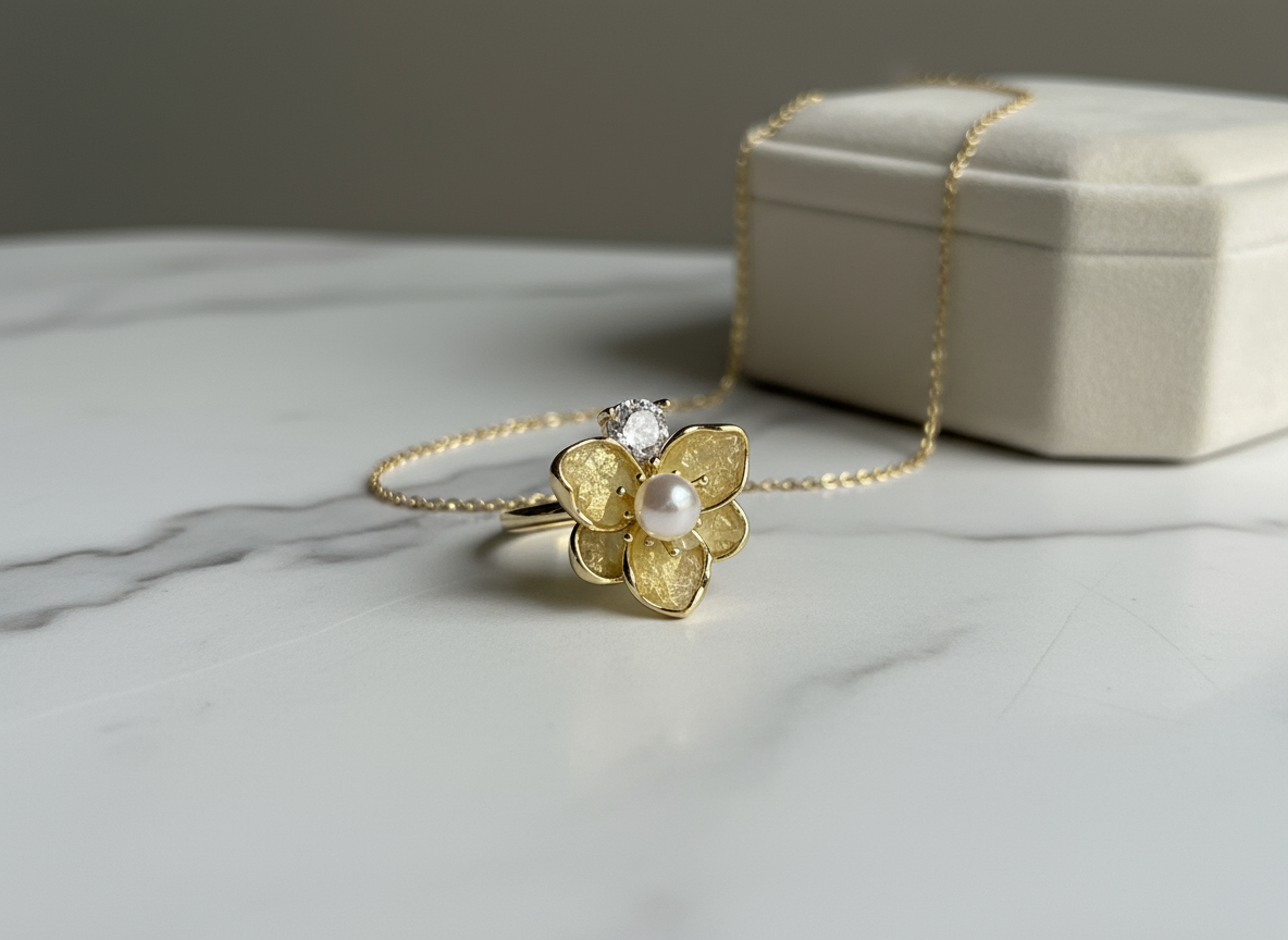 Gold Flower Crystal Ring
