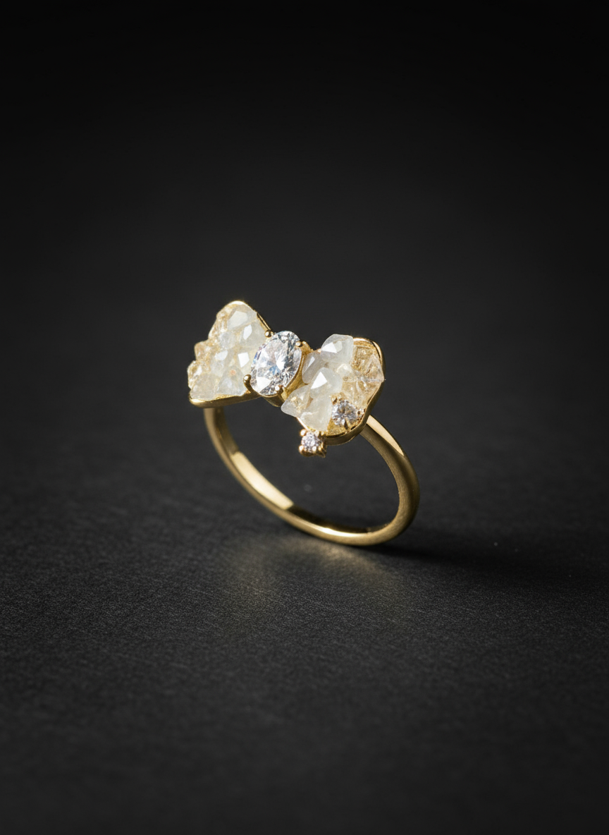 Gold Diamond Bow Ring