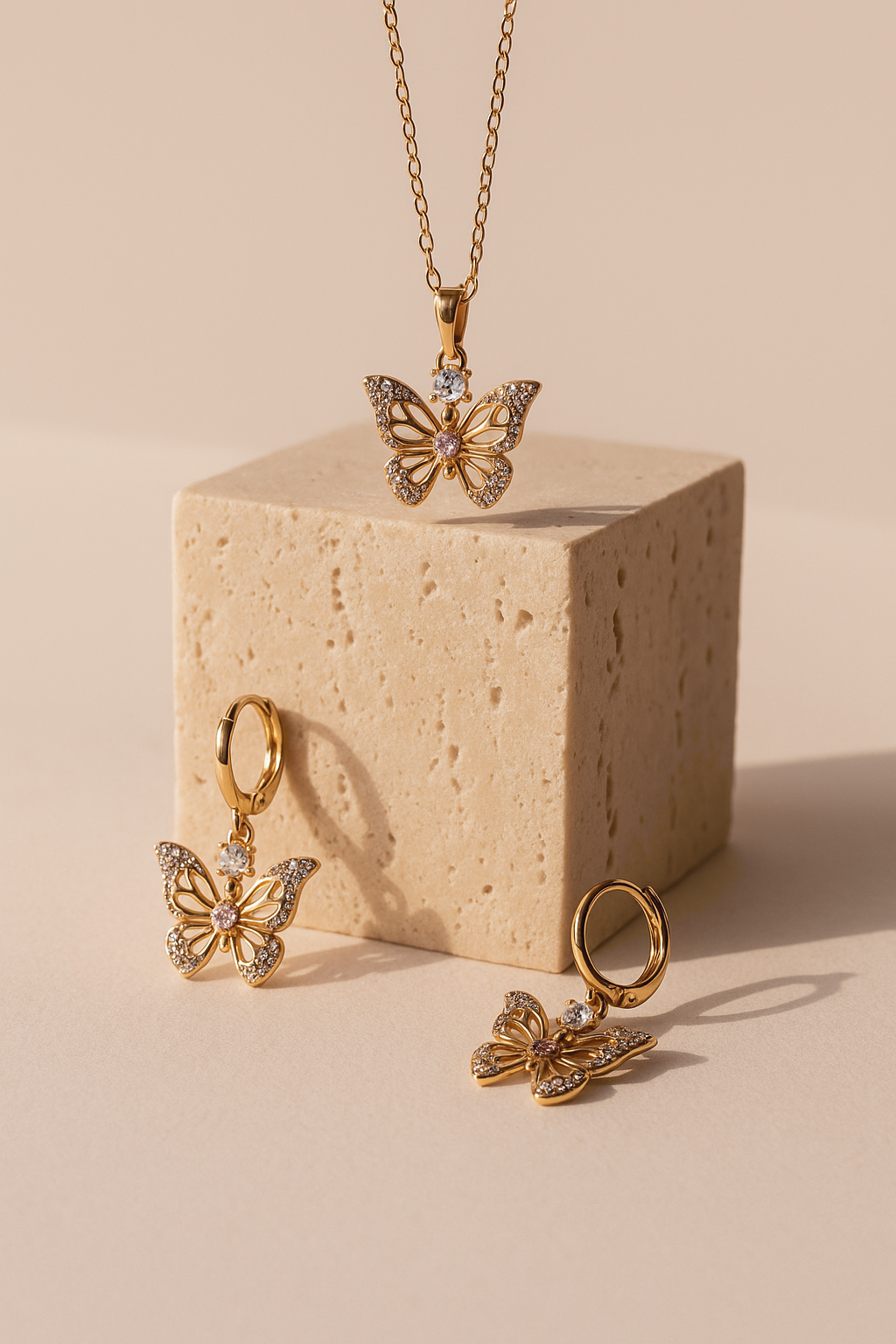 Gold Butterfly Jewelry Set