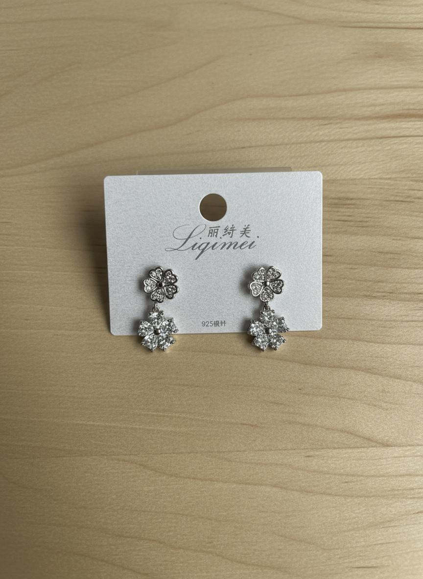 Crystal Flower Drop Earrings