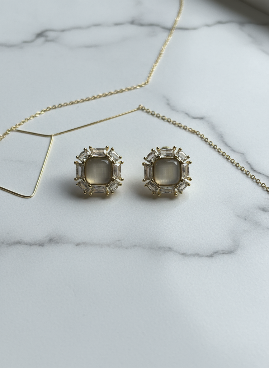 Elegant Gold-Plated Stud Earrings