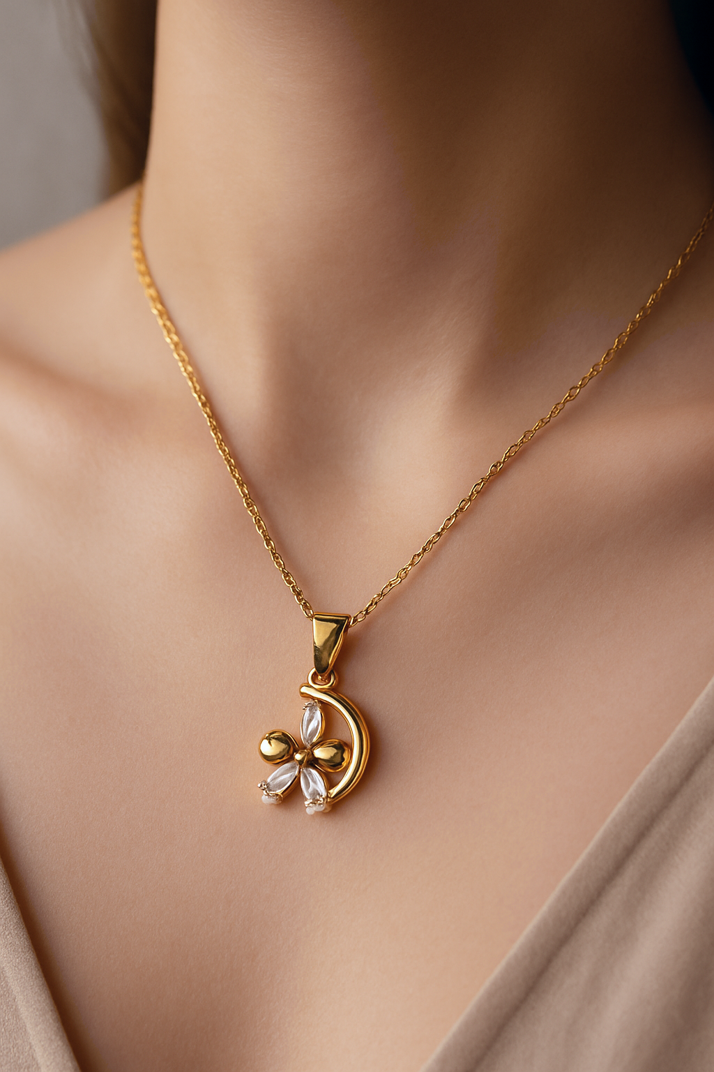 Gold Flower Jewelry Set