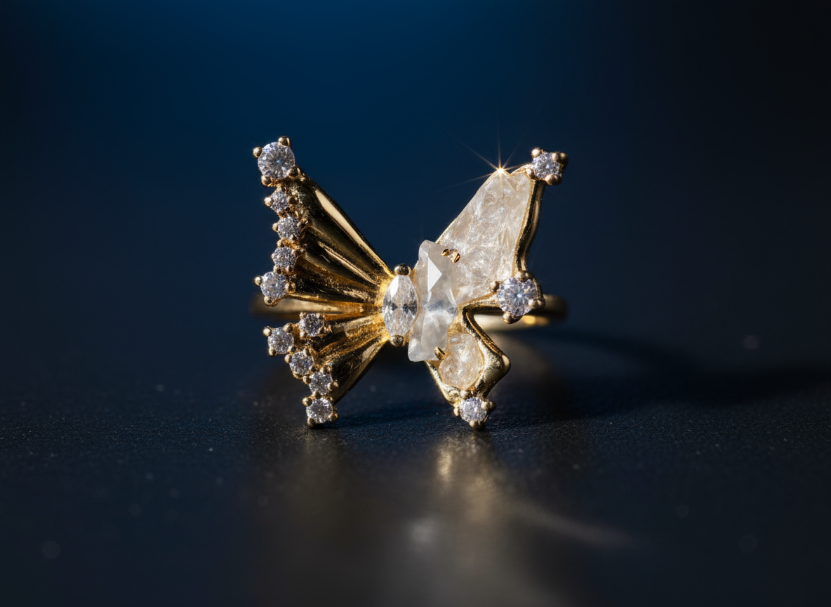 Elegant Butterfly Crystal Ring