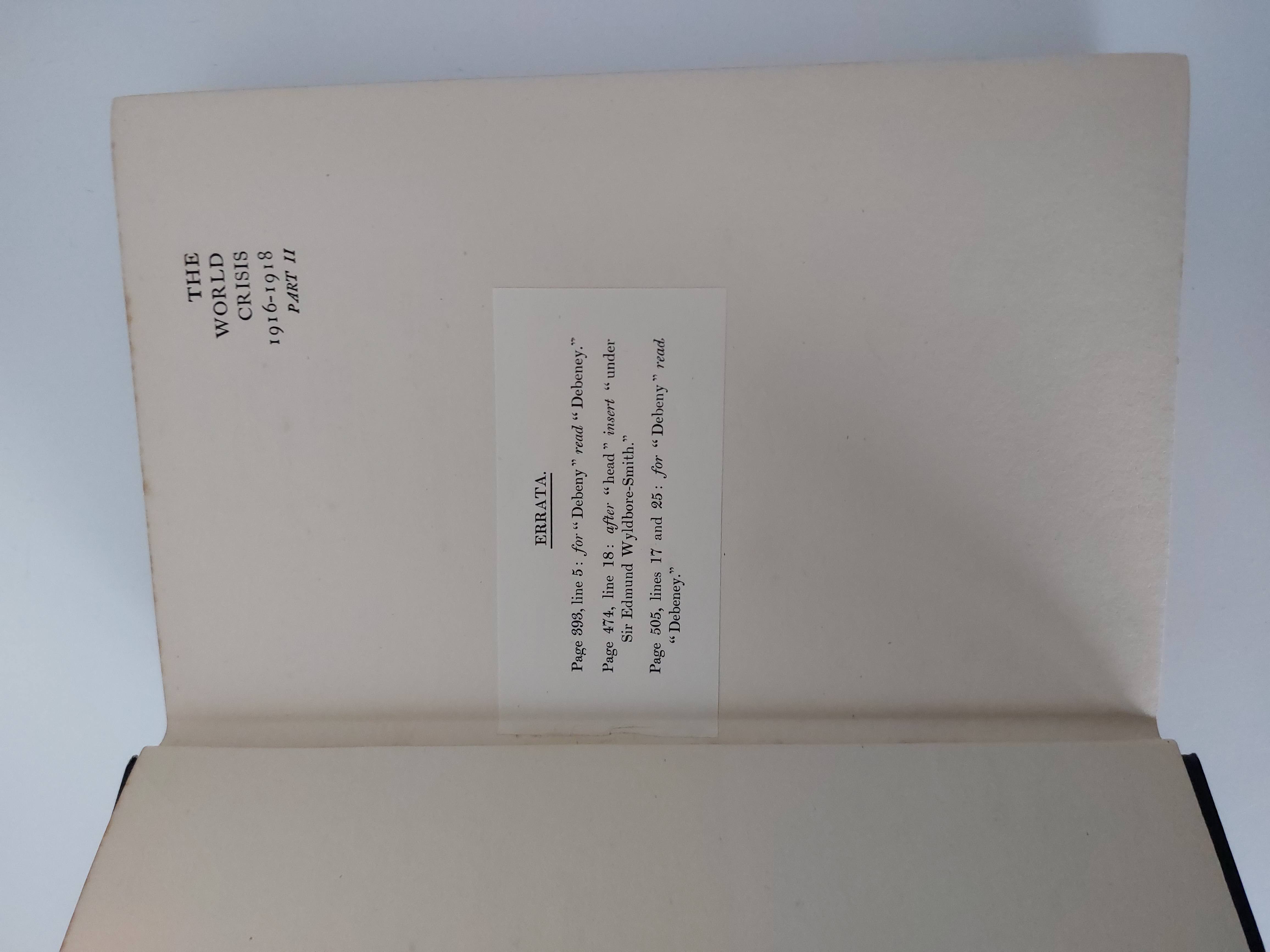 Winston S. Churchill — The World Crisis Volume 4 : 1916–1918, Part II — 1927 First Edition