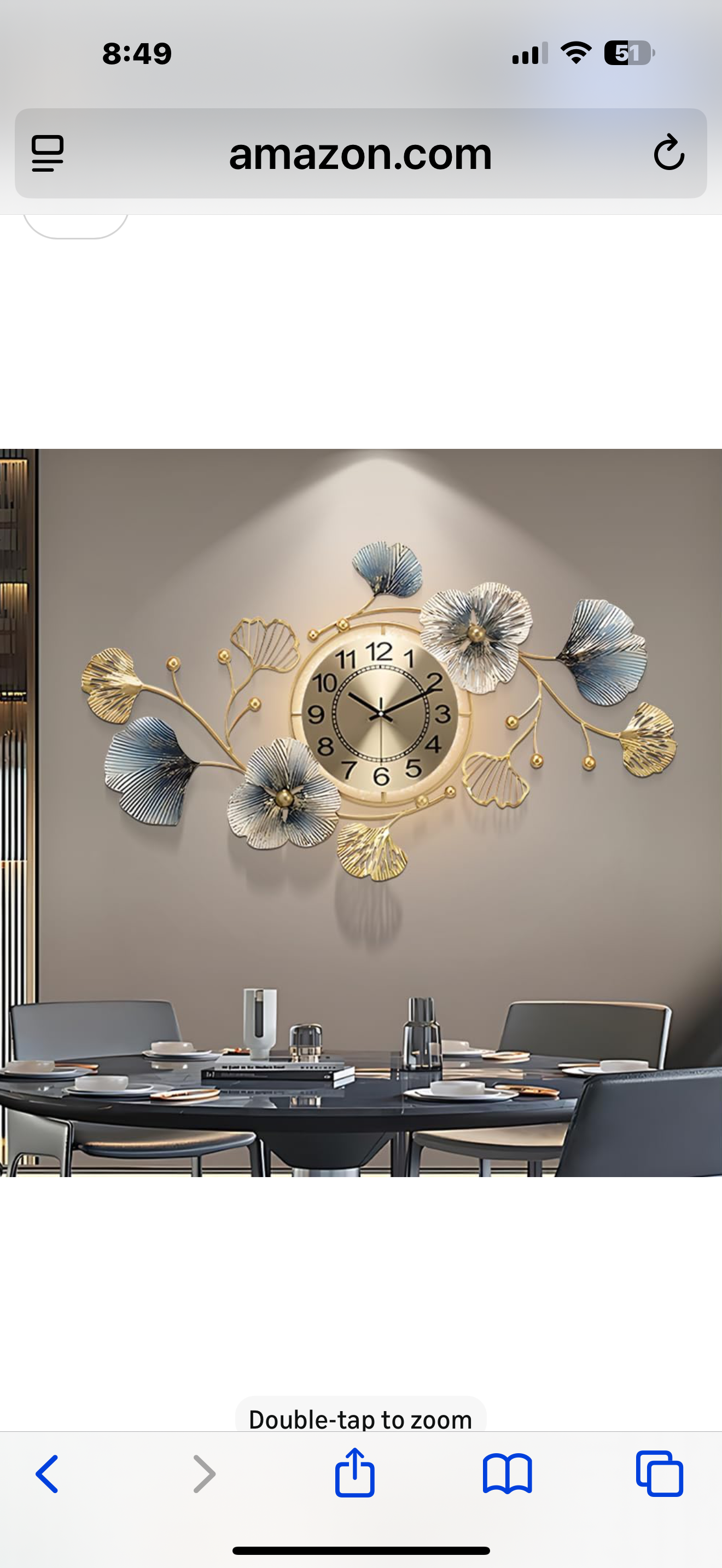 Large Metal Floral Wall Clock