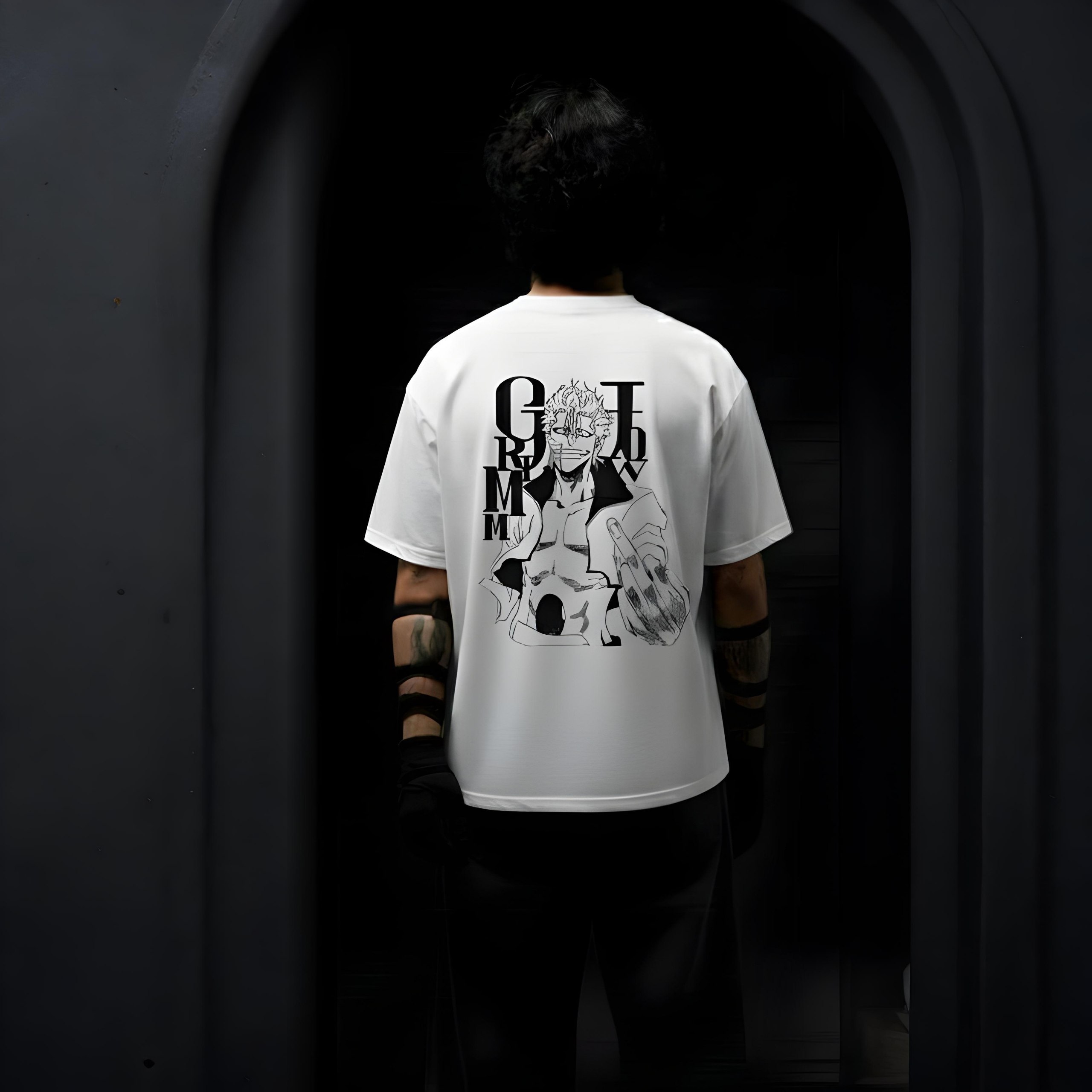Grimmjow Jaegerjaquez Oversized Anime T-Shirt | 240 GSM Premium Streetwear (White)