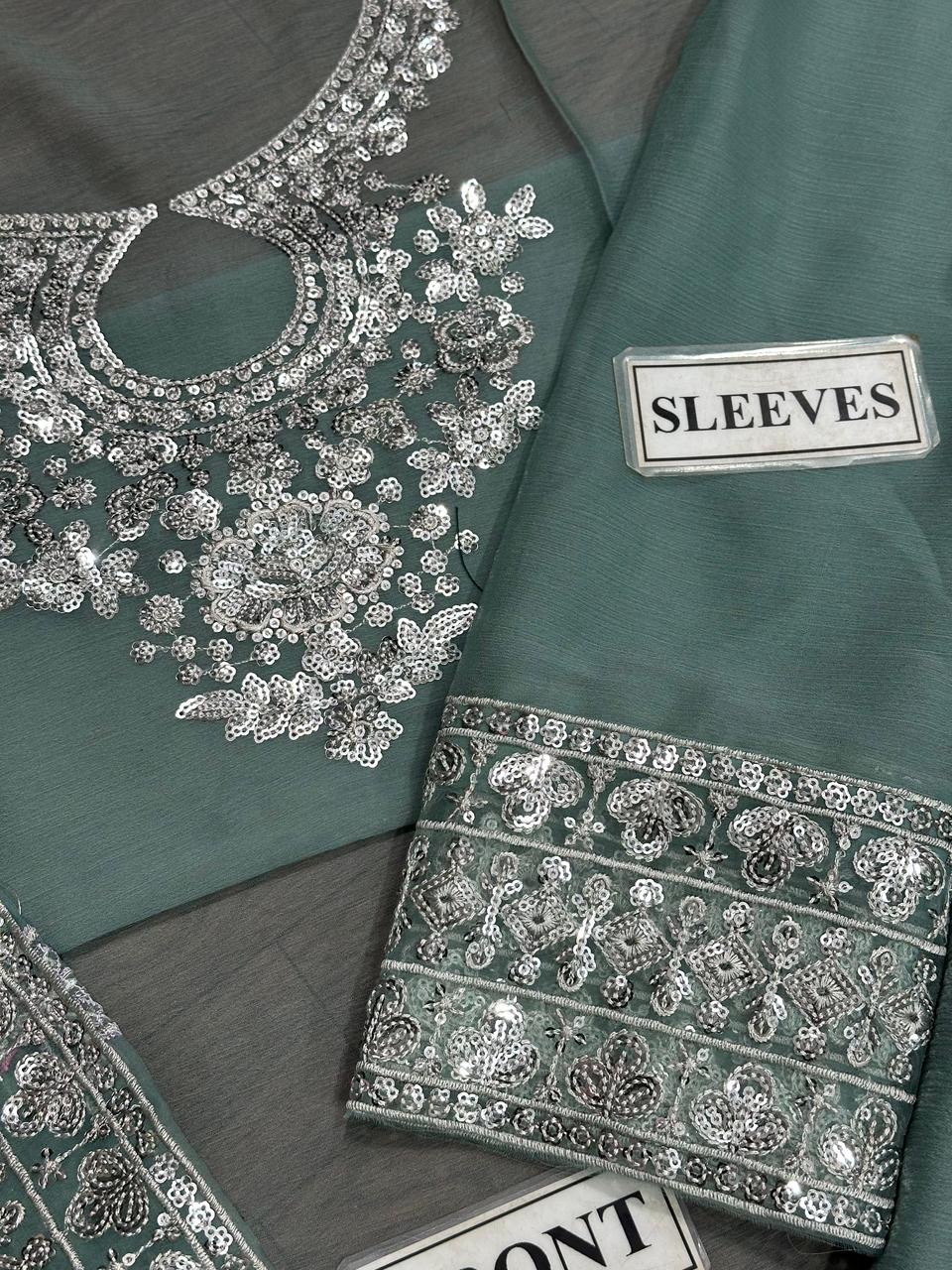 Elegant Embroidered Chiffon Suit