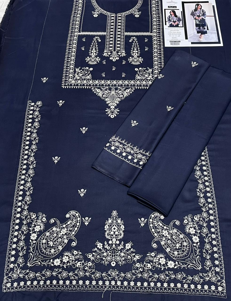 Embroidered Navy Blue Suit