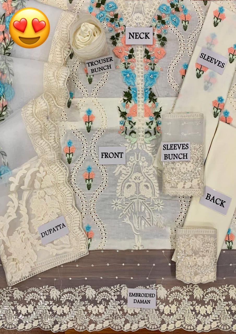 3 pc lawan cotton full embroidery suit