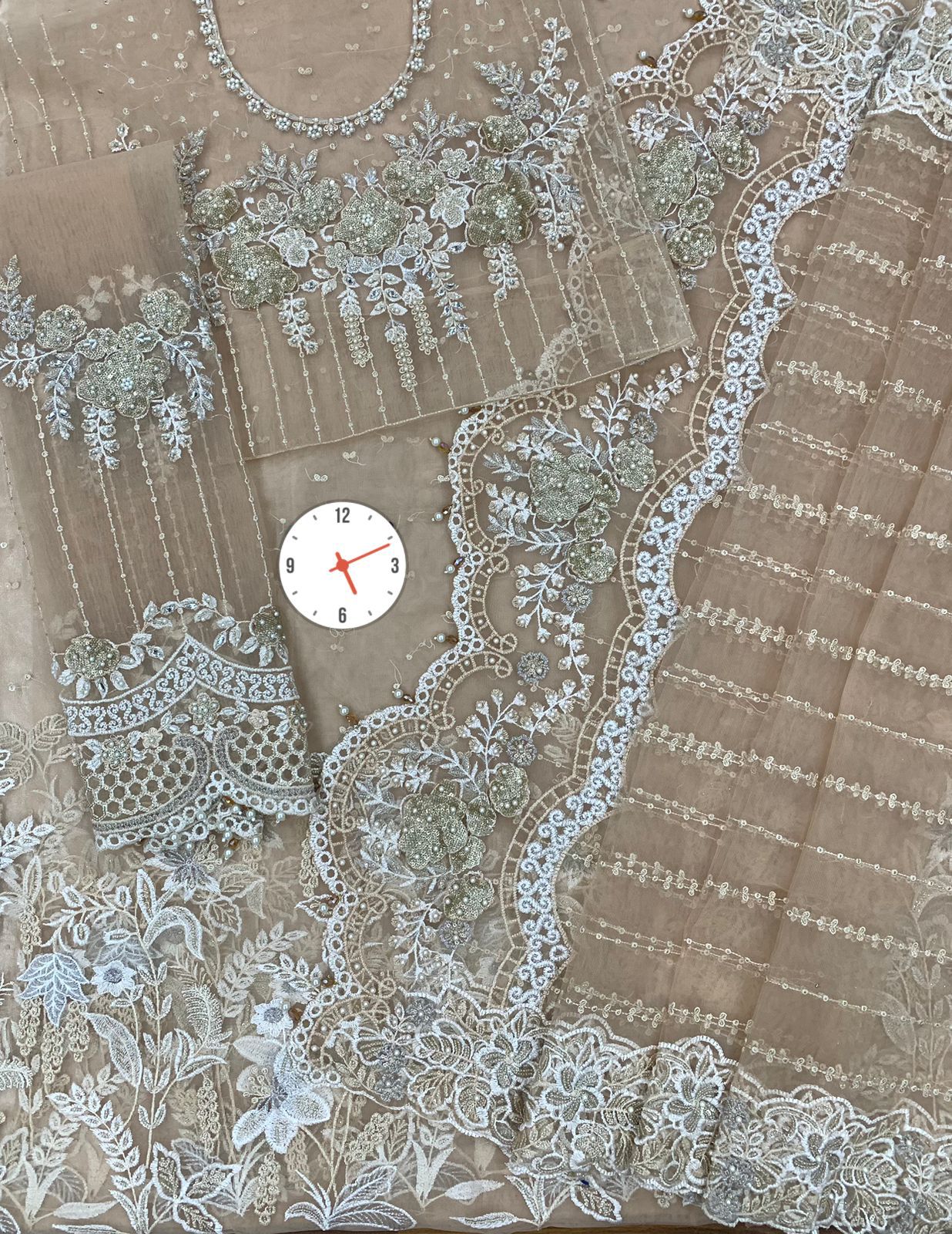 Embroidered Beige Saree