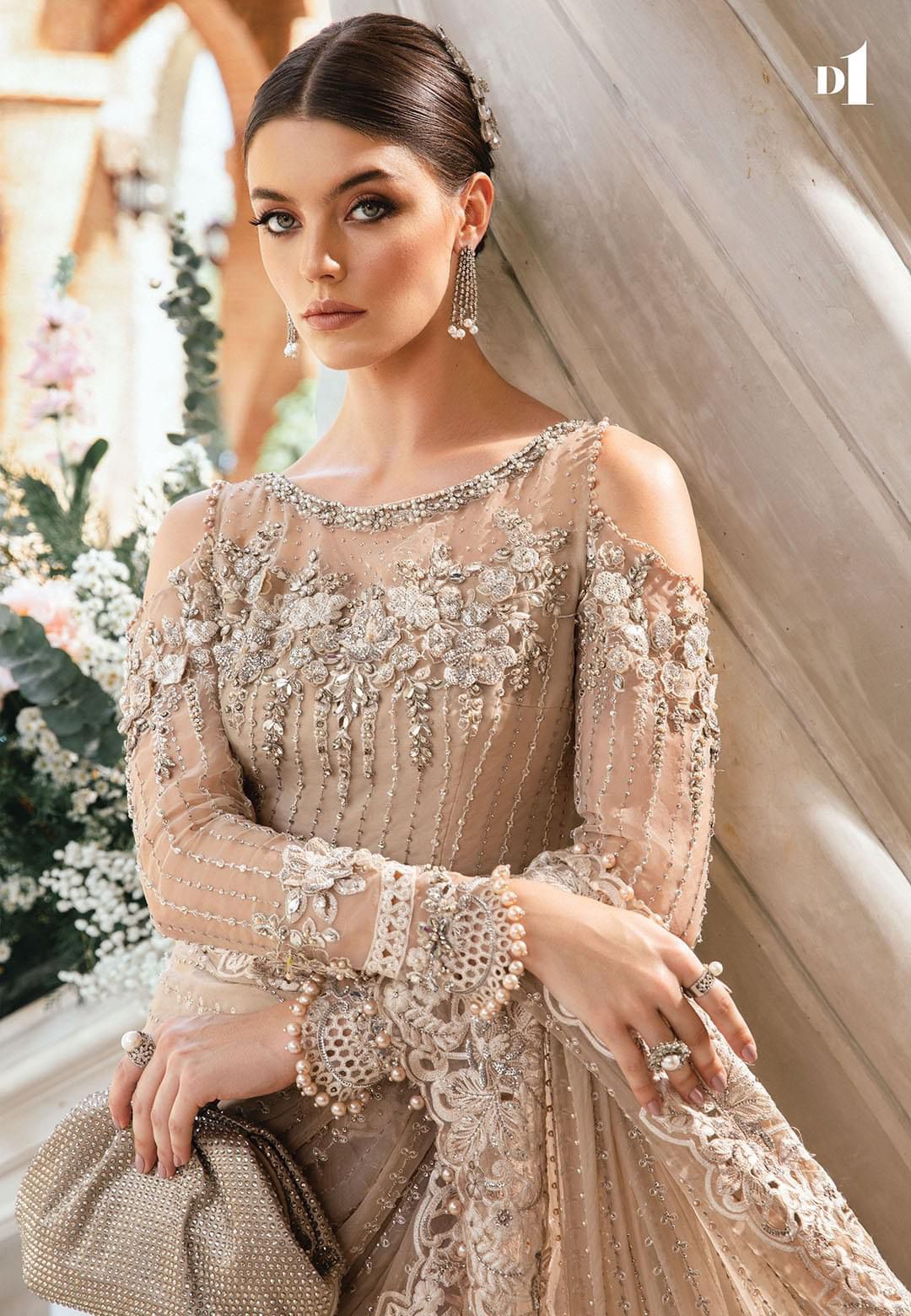 Embroidered Beige Saree