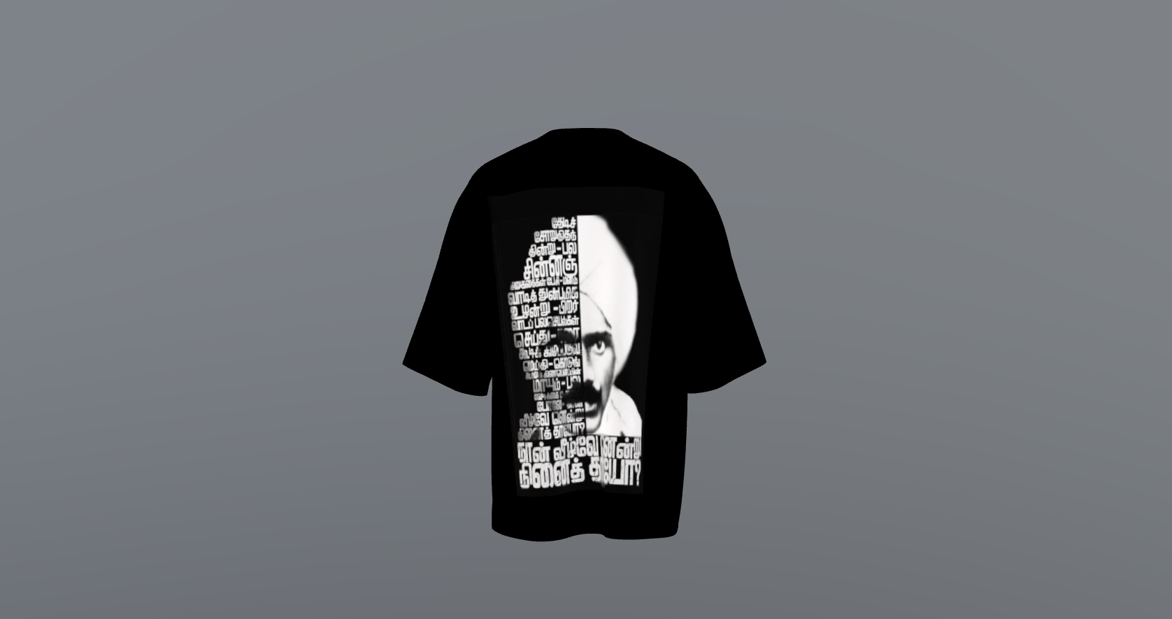 Black Oversized Graphic T-shirt with Printed bharathiyar